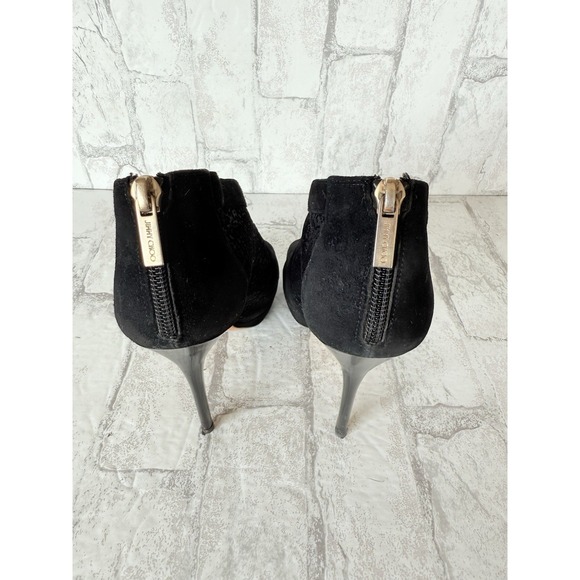 Jimmy Choo Vivid Black Lace Suede Platform Peep Booties Size 38.5 - Picture 5 of 7
